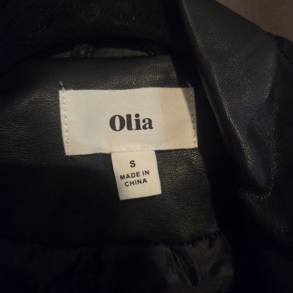 Olia Faux Leather Moto Jacket, Women's Small, Black Belted Zip Front, NWT - Picture 3 of 7